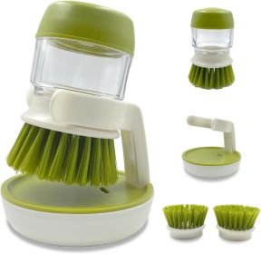 Soap Dispenser Dish Brush Palm Brush Scrub Brush Equipped with Storage Bracket and Drainage Base,Easy to Clean Kitchen Utensils and Sink