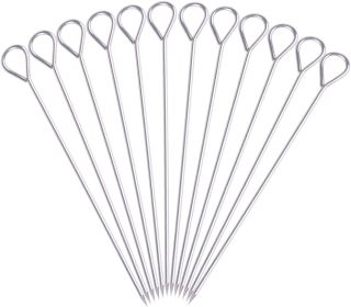 8 Inch Stainless Steel BBQ Skewers, Shish Kebab Kabob Skewers 12 pcs
