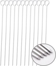 14 Inch Long Square kebab skewers,BBQ Stainless Steel Skewers,12 Pack (BBQ Skewers Square 14inch-12p)