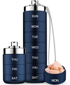 Metal Travel Pill Organizer, Portable 7 Day Vitamin Organizer Stackable, Waterproof 1 Times A Day Pill Box, Large Pill Container