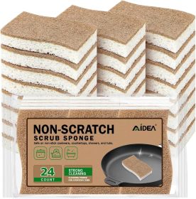 Sponges Non Scratch, 24Count, Natural Sponge for Non Stick Cookware, Sponges Kitchen, Cellulose Scrub Sponge for Dishes, Cleaning Power for Kitch