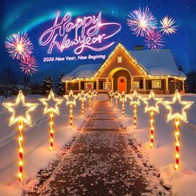 12 Pack Christmas Decorations Outdoor, Twinkling Big Star Solar Christmas Lights with 180 Bright LED and 10 Lighting Modes