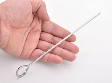 8 inch Barbecue Skewers Square Metal BBQ Sticks,HONSHEN 12Pack Stainless Steel Skewer,Kebob