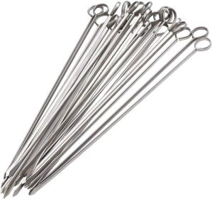 24 Pack Kabob Skewers for Grilling 12 Inch - BBQ Grill Grilling Accessories, Stainless Steel, Pack of 24