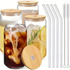 Glass Cup With Straw (Option: 4 Piece set)