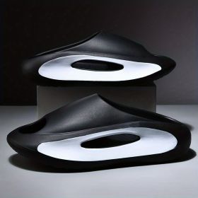 Men's Color Block Slides Casual Lightweight Non Slip Slippers, Open Toe Shoes For Indoor Outdoor Beach Shower, Spring And Summer (Color: black, size: 12.5-13)