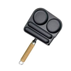 Household Cast Iron Roasting Sausage Skillet for Breakfast (Color: As pic show, Type: Style B)