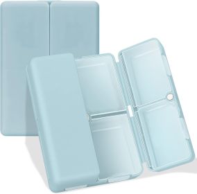 Daily Pill Organizer, 7 Compartments Portable Travel Pill Case, [Folding Design] for Purse Pocket to Hold Vitamins,Cod Liver Oil (Color: Blue)