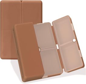 Daily Pill Organizer, 7 Compartments Portable Travel Pill Case, [Folding Design] for Purse Pocket to Hold Vitamins,Cod Liver Oil (Color: Brown)