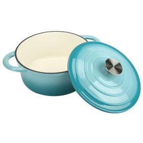 Dutch Oven,Dutch Oven Pot with Lid,4.5 QT Enamel Dutch Ovens with Dual Handles,Cast Iron Pot for Braiser,Cooking,Gifts for Family (Color: teal)
