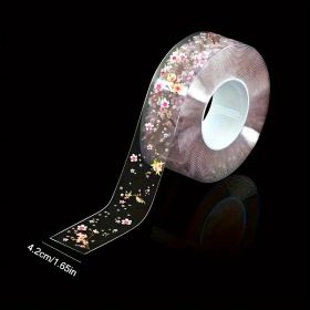 2 Rolls Waterproof Kitchen Seam Sealing Tape 118.11 Inch - Floral Design Clear Adhesive for Sink, Toilet (Color: 2rolls Tape (Len)